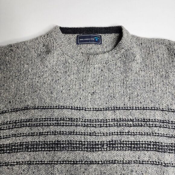 Irelands Eye Sweater Gray Wool Silk Blend Knit Crew Neck Pullover Men's Sz Large - Picture 3 of 10